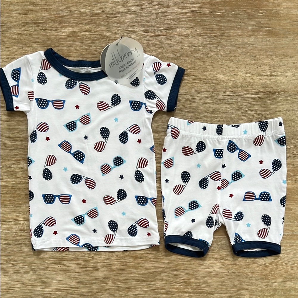 Milkberry Toddler Boy Bamboo Short Pajama Set Americana 12 18 24 months 2T 3T
